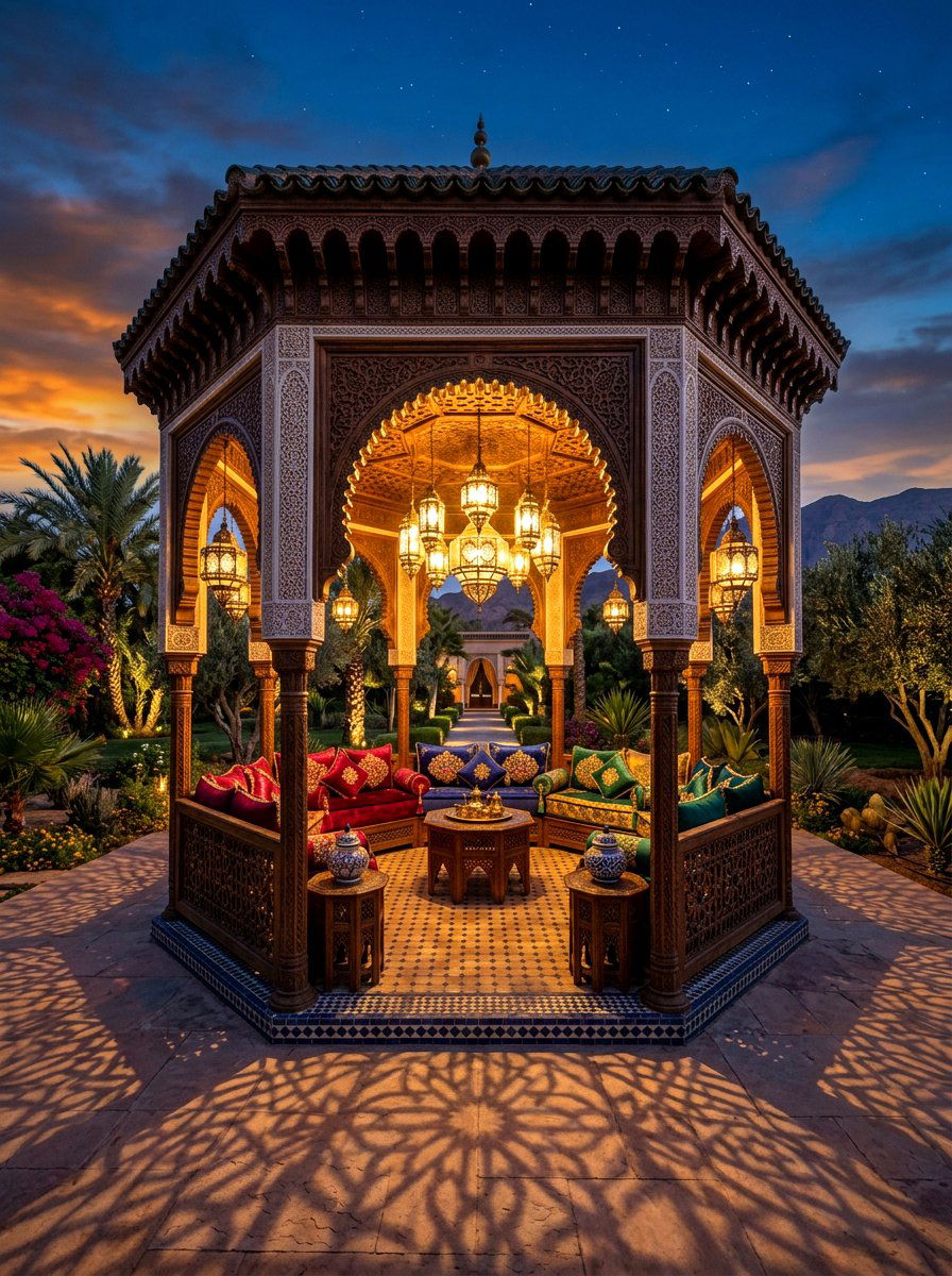 Moroccan Lamp Gazebo - 30 gazebo lighting ideas