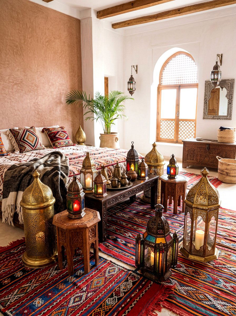 Moroccan Lantern Floor Display - 30 storybook bedroom ideas