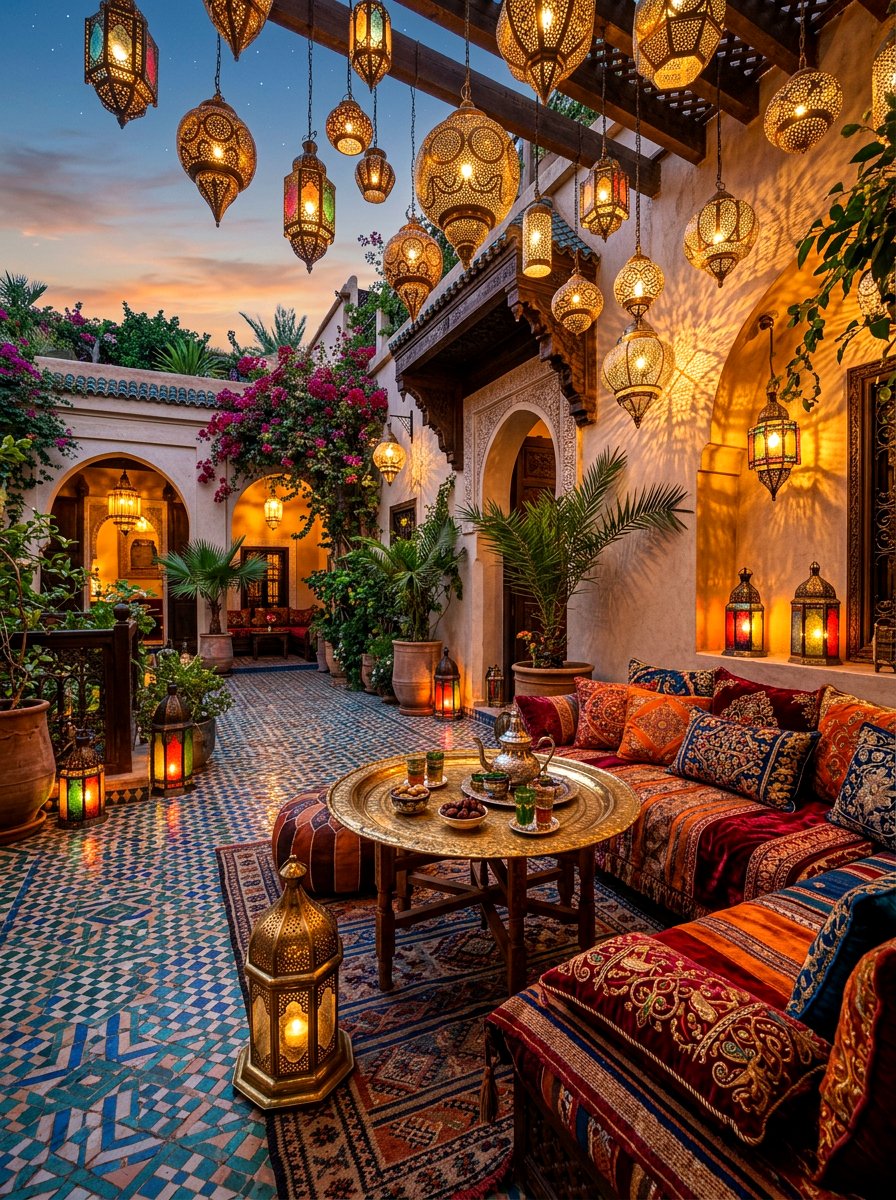 Moroccan Lantern Garden Patio - 30 candlelit garden dinner ideas