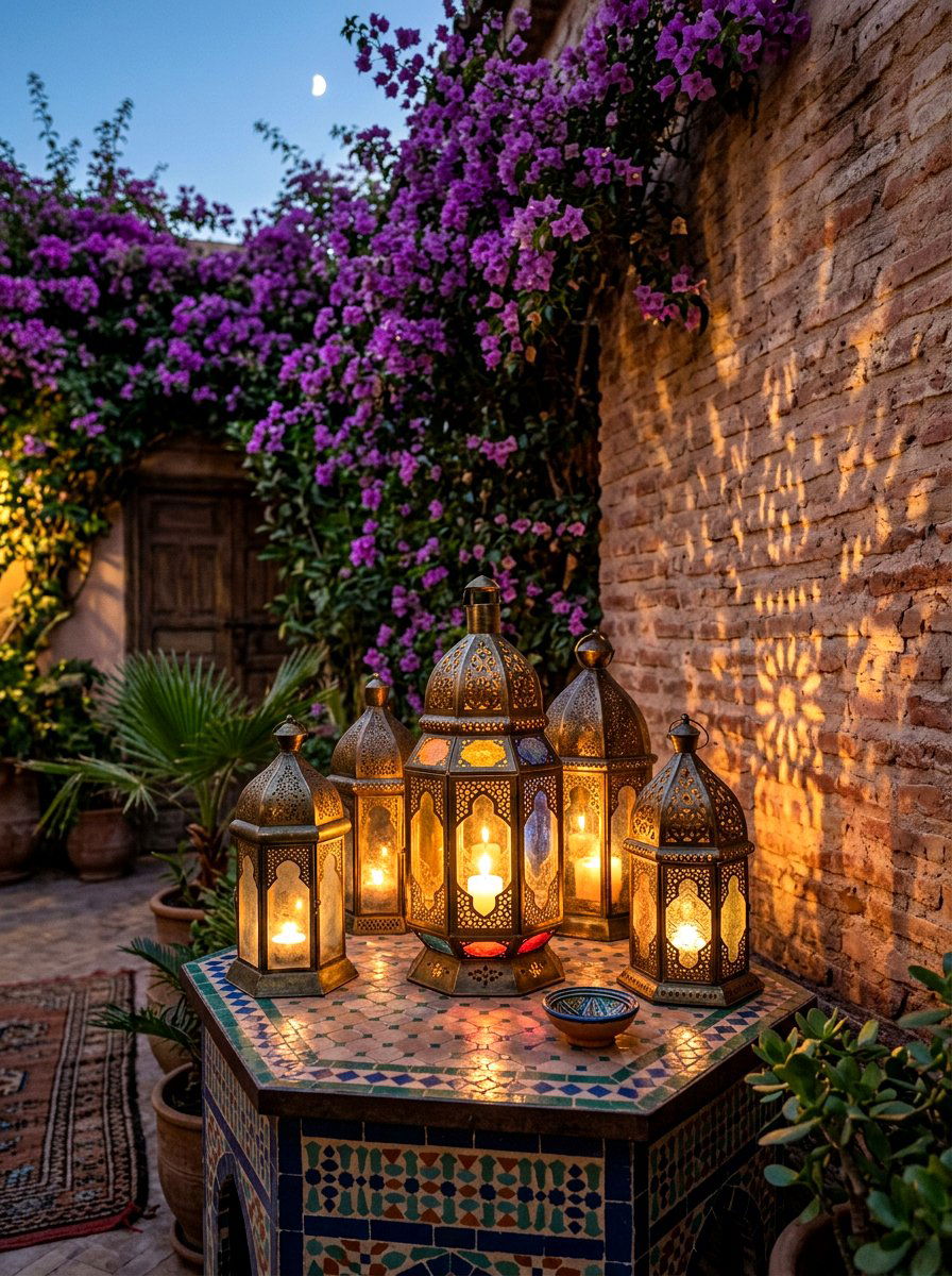 Moroccan Lantern Light - 30 bohemian patio decor ideas