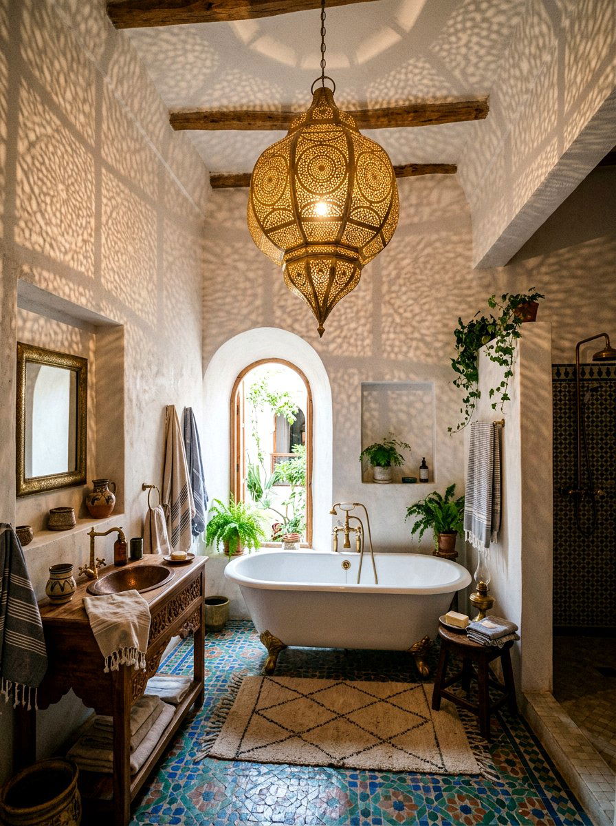 Moroccan Lantern Lighting Bathroom - 30 Moroccan bathroom ideas