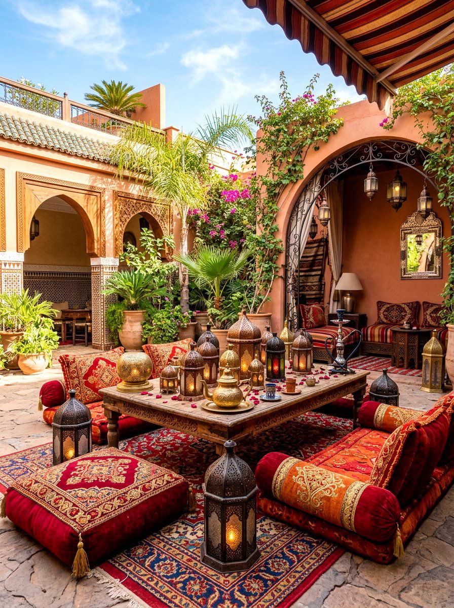 Moroccan Lantern Outdoor Lounge - 30 patio cafe corner ideas