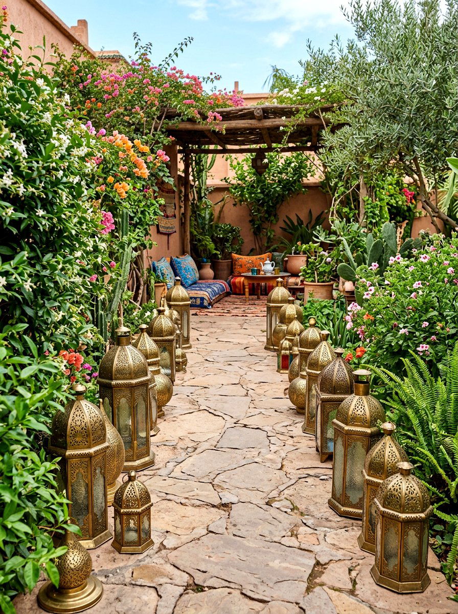 Moroccan Lantern Pathway - 30 sunset inspired patio ideas