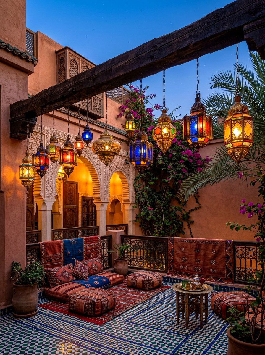Moroccan Lanterns - 30 lamp lit patio ideas