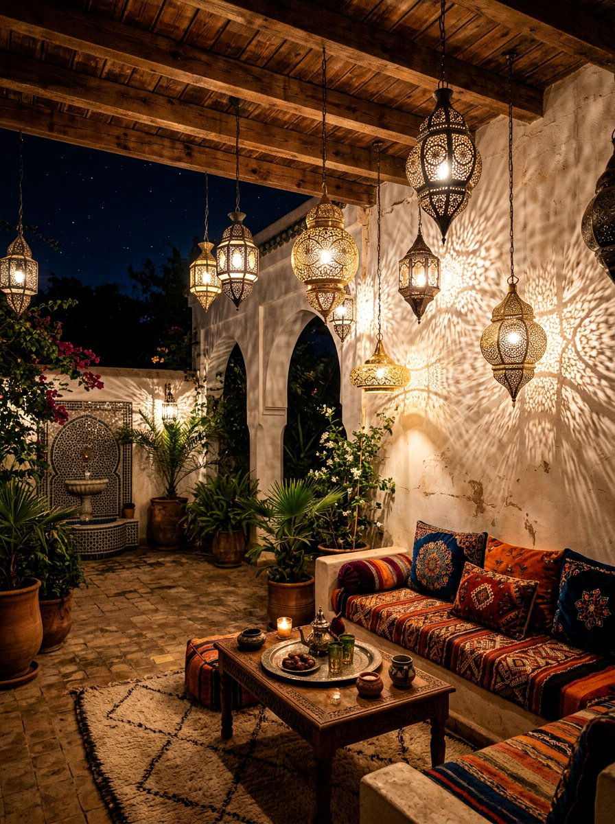 Moroccan Lanterns - 30 no harsh light patio ideas