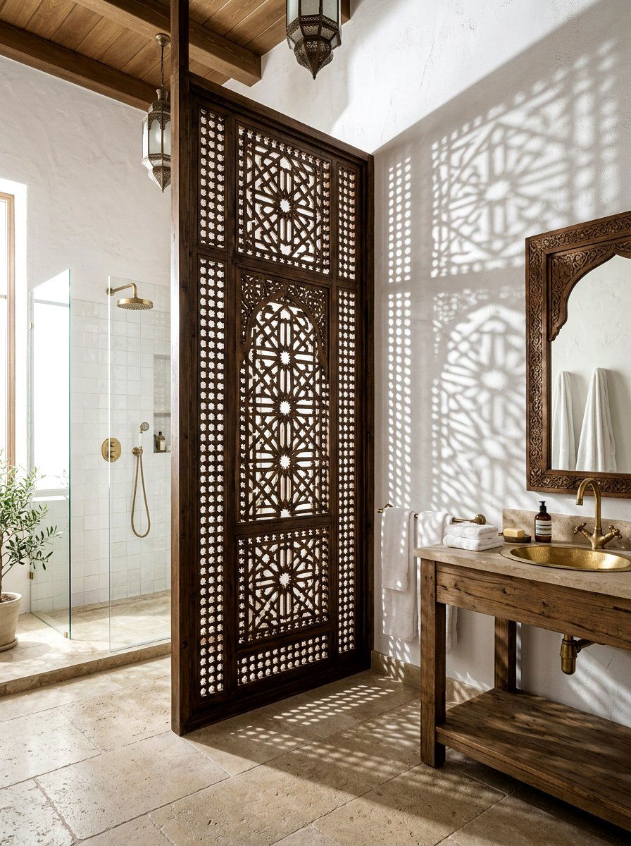 Moroccan Lattice Screen Bathroom - 30 Moroccan bathroom ideas