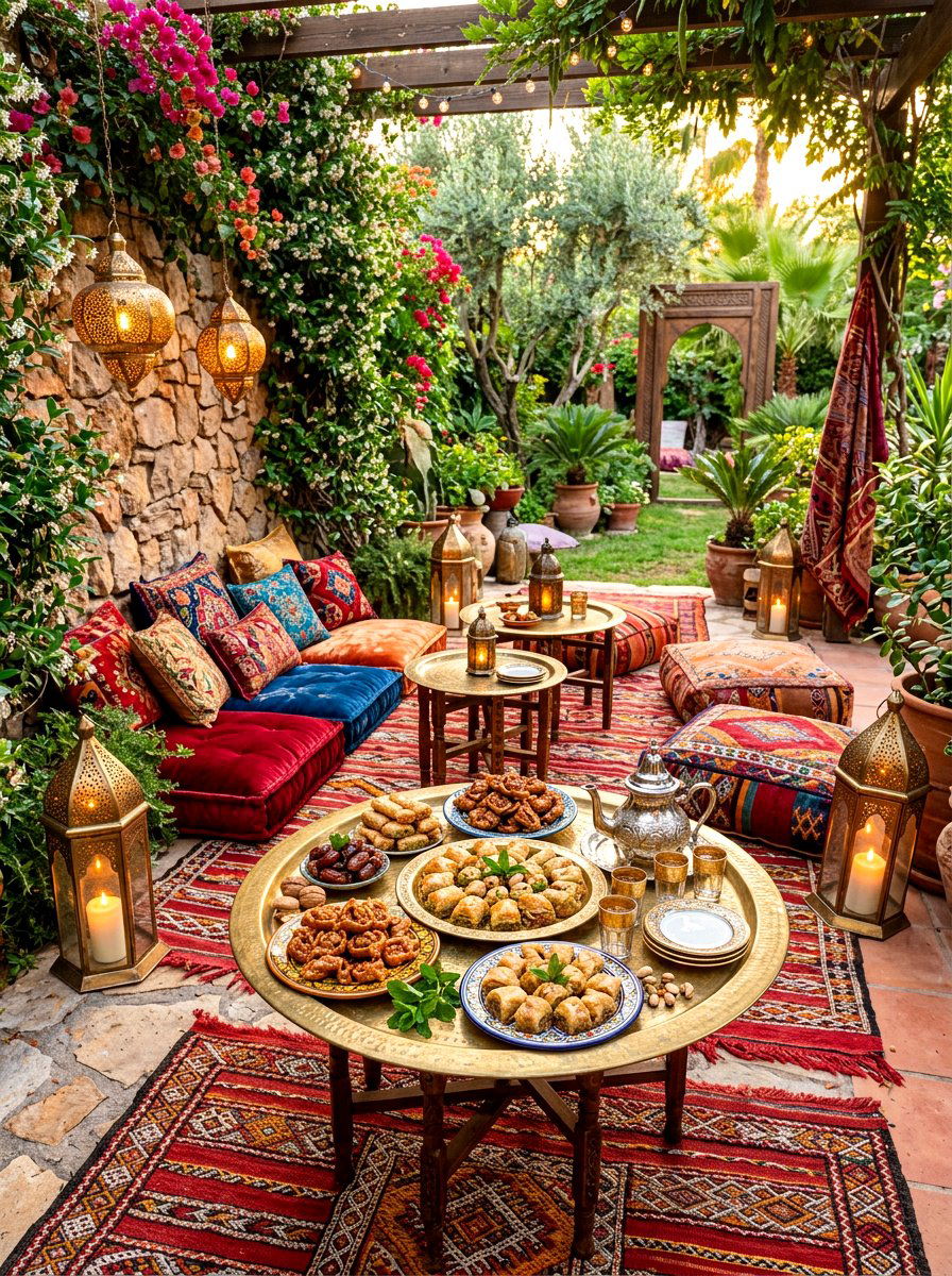 Moroccan Lounge Sweet Station - 30 outdoor dessert station ideas