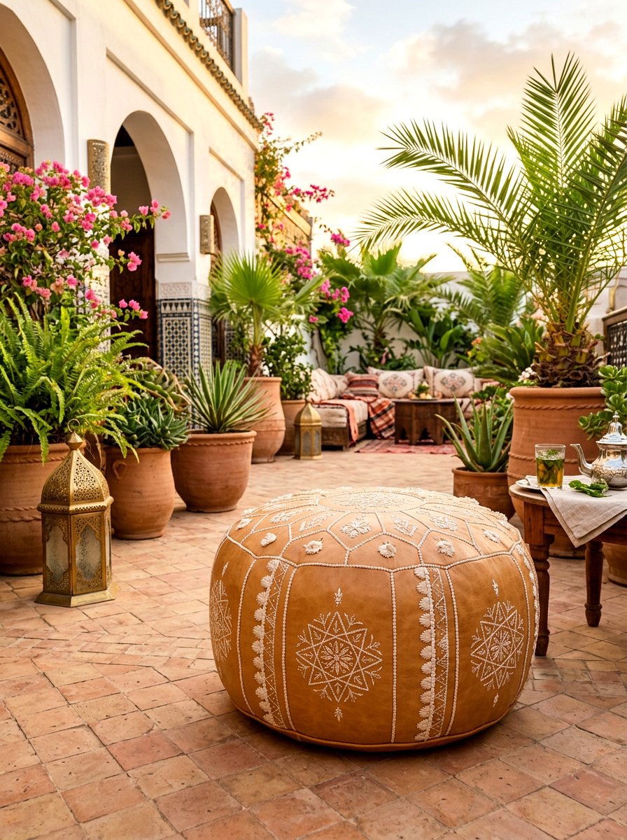 Moroccan Outdoor Pouf - 30 outdoor pouf lounge ideas