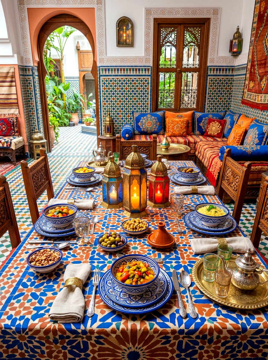 Moroccan Patterned Table - 30 collected tablescape ideas aesthetic