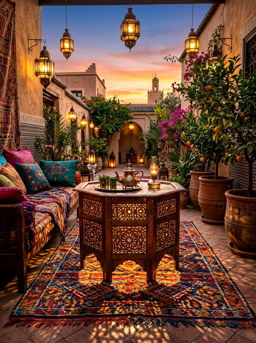 Moroccan Punched Metal Table - 30 outdoor side table ideas