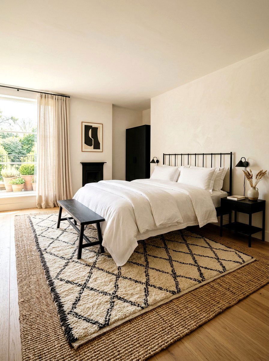 Moroccan Rug On Sisal Base - 30 layered rug ideas