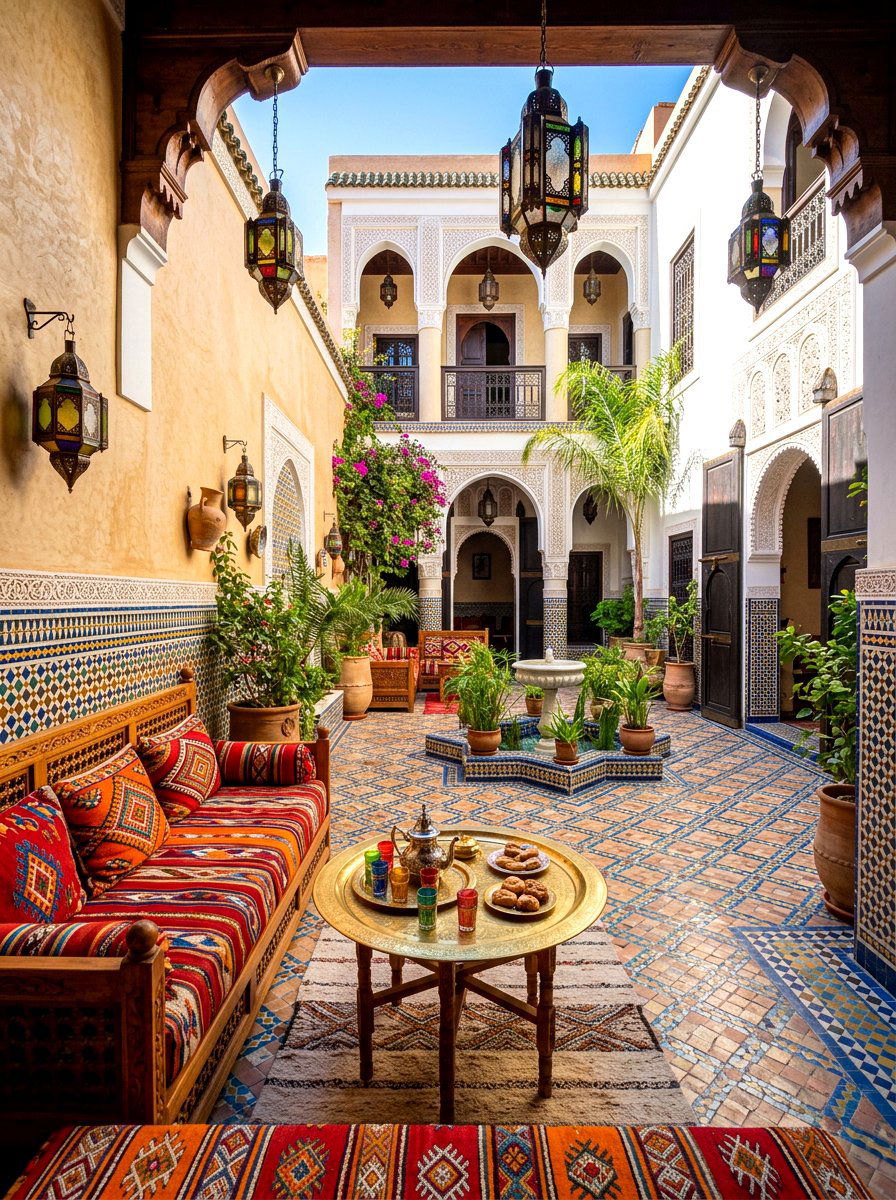 Moroccan Style Courtyard - 30 outdoor breakfast nook ideas