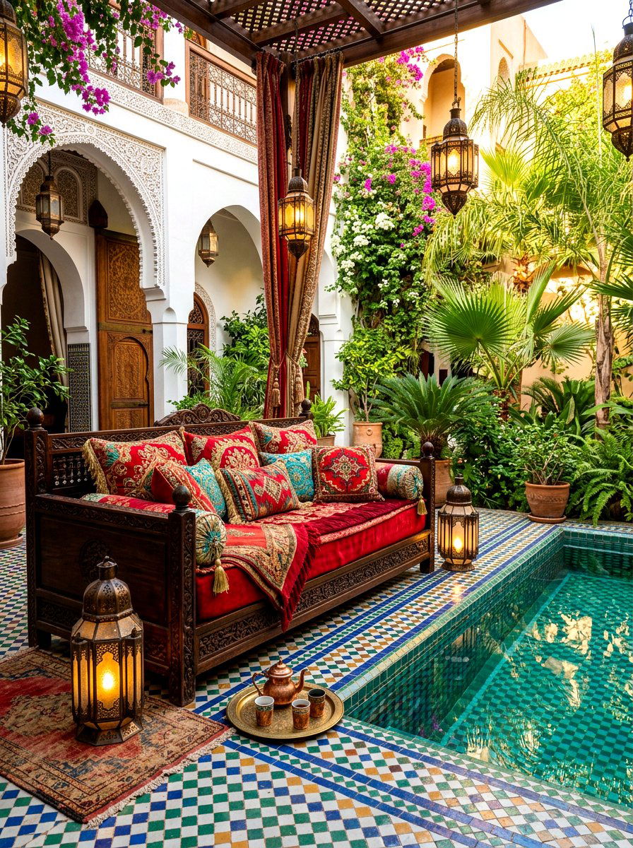 Moroccan Style Daybed - 30 poolside daybed ideas