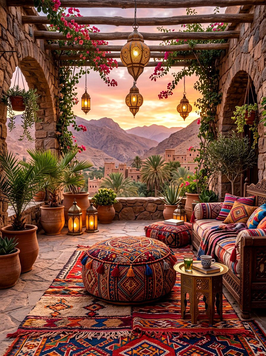 Moroccan Style Outdoor Ottoman - 30 outdoor pouf ideas