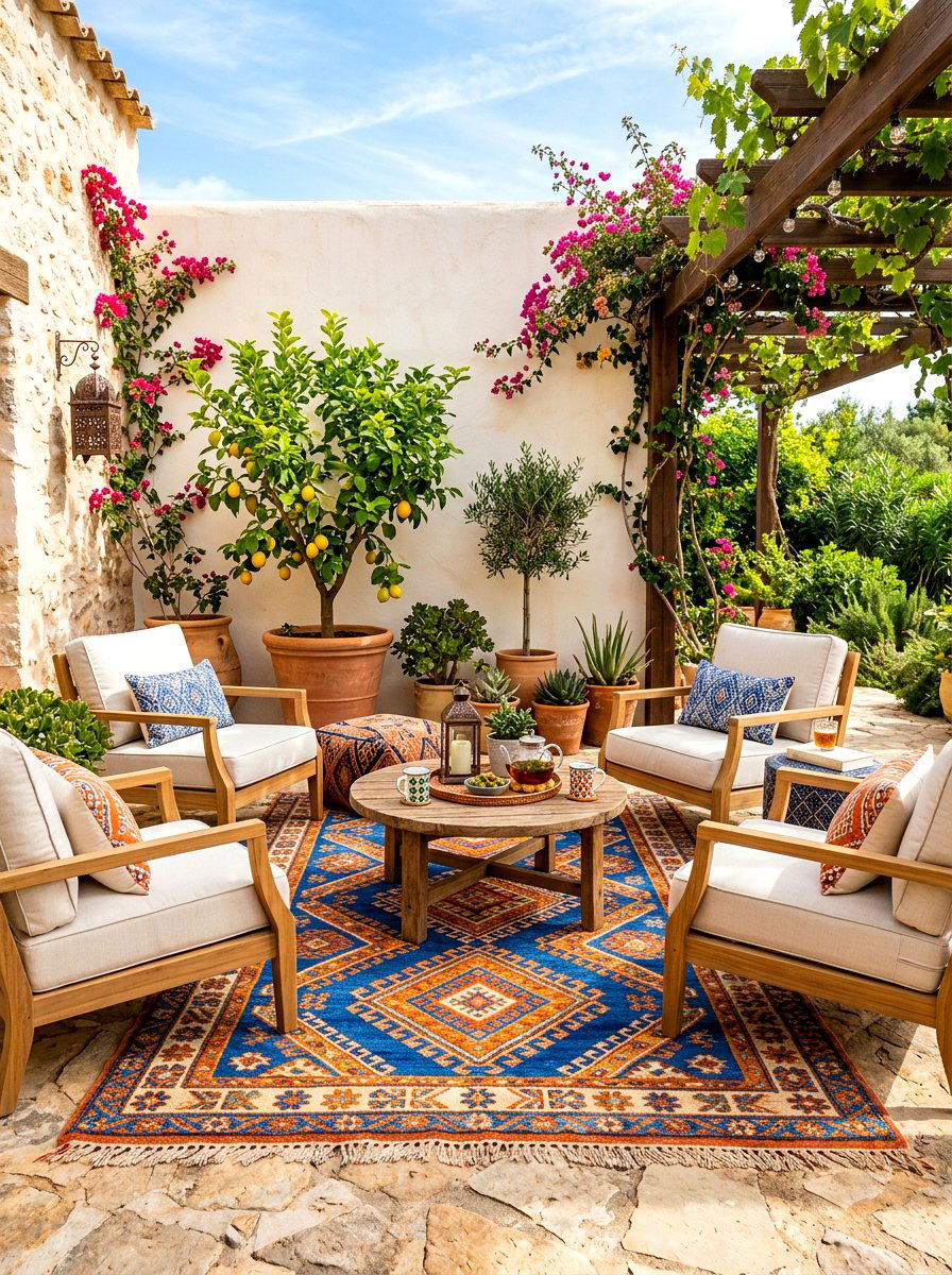 Moroccan Style Rugs - 30 Mediterranean patio ideas