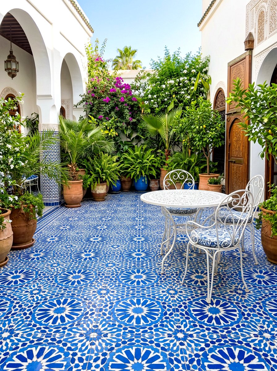 Moroccan Tile Floor - 30 terrace garden ideas
