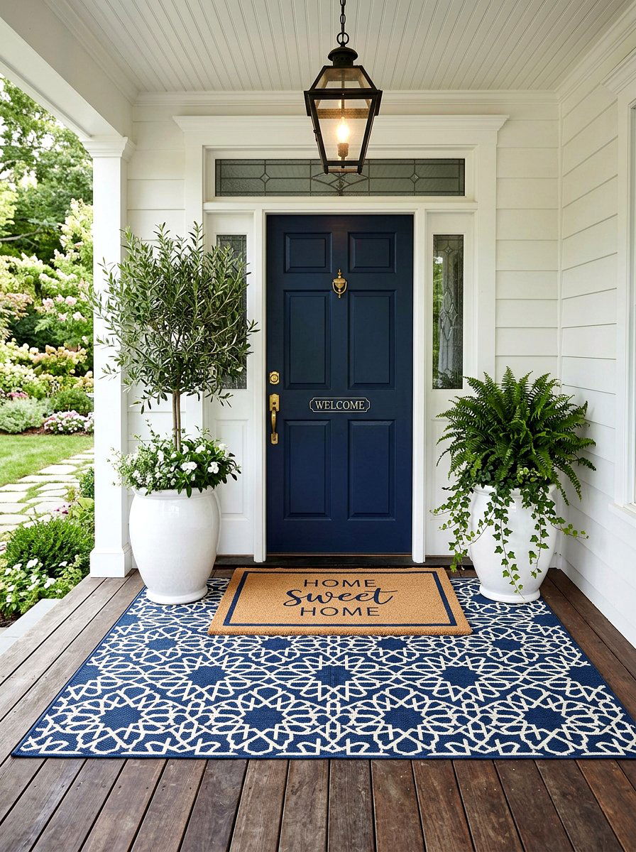 Moroccan Trellis Layered Door Mat - 30 layered doormat porch ideas