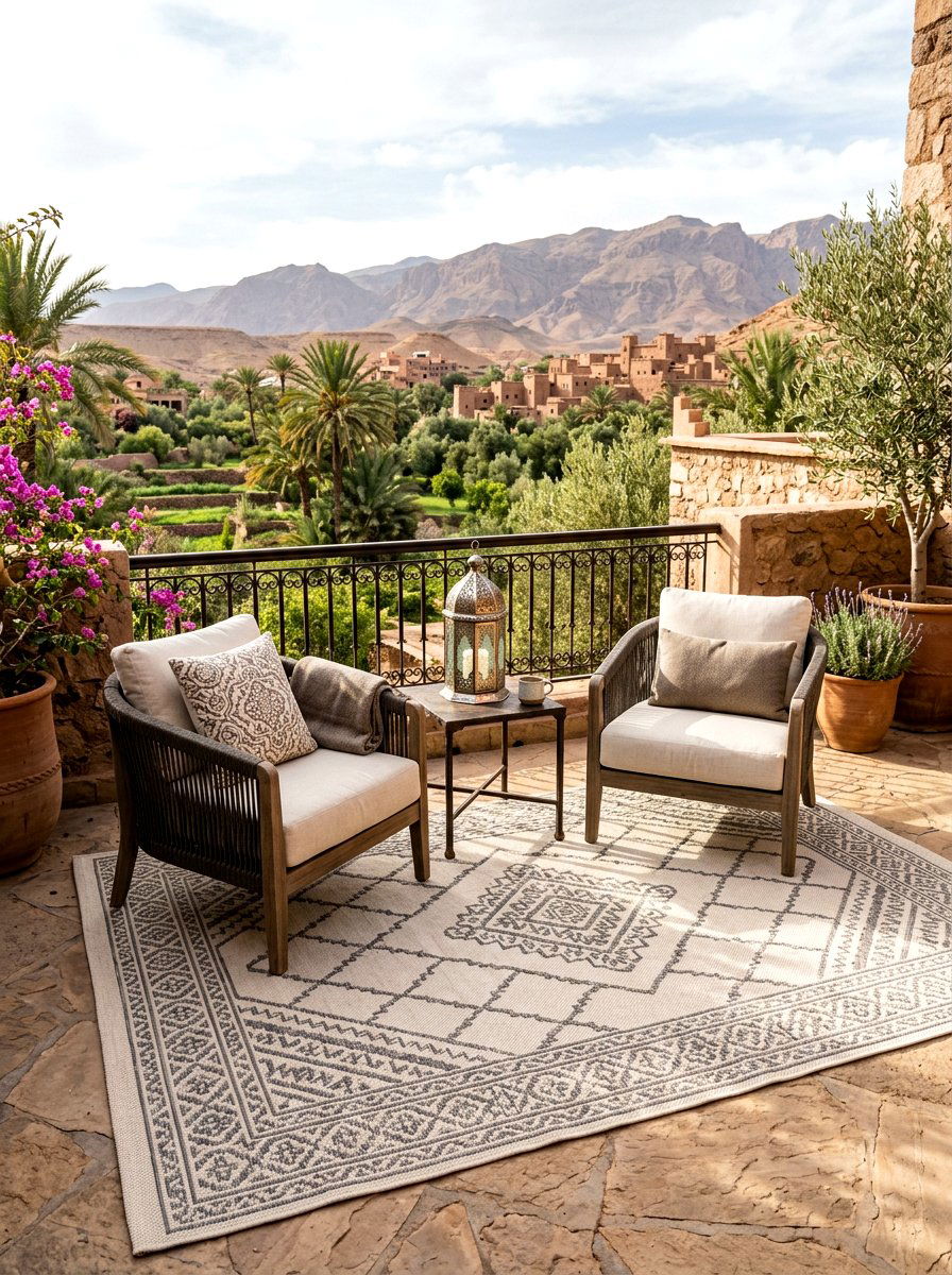 Moroccan Trellis Patio Rug - 30 front porch rug ideas