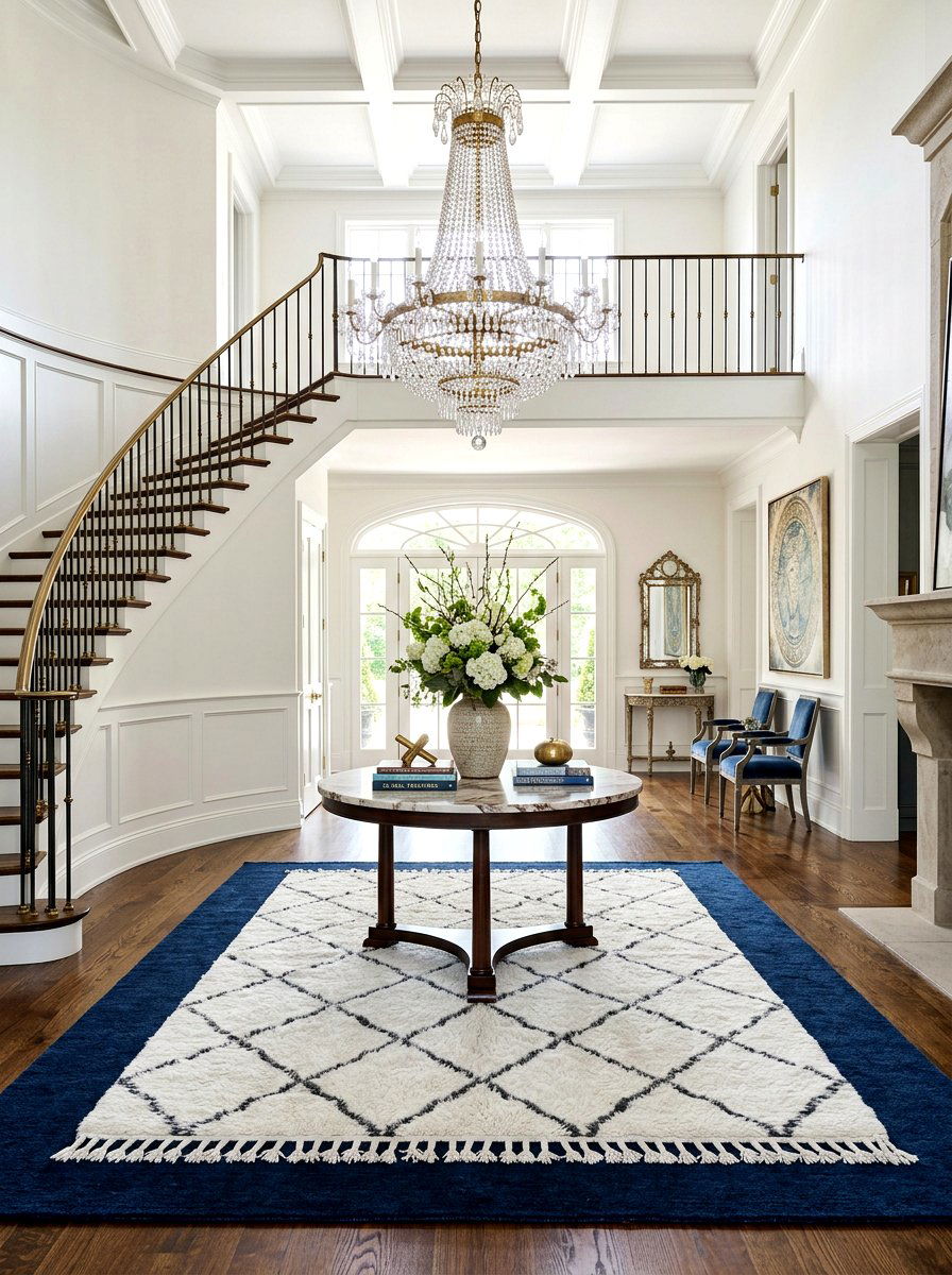 Moroccan Trellis Rug Layered Style - 30 entrance rug layering ideas