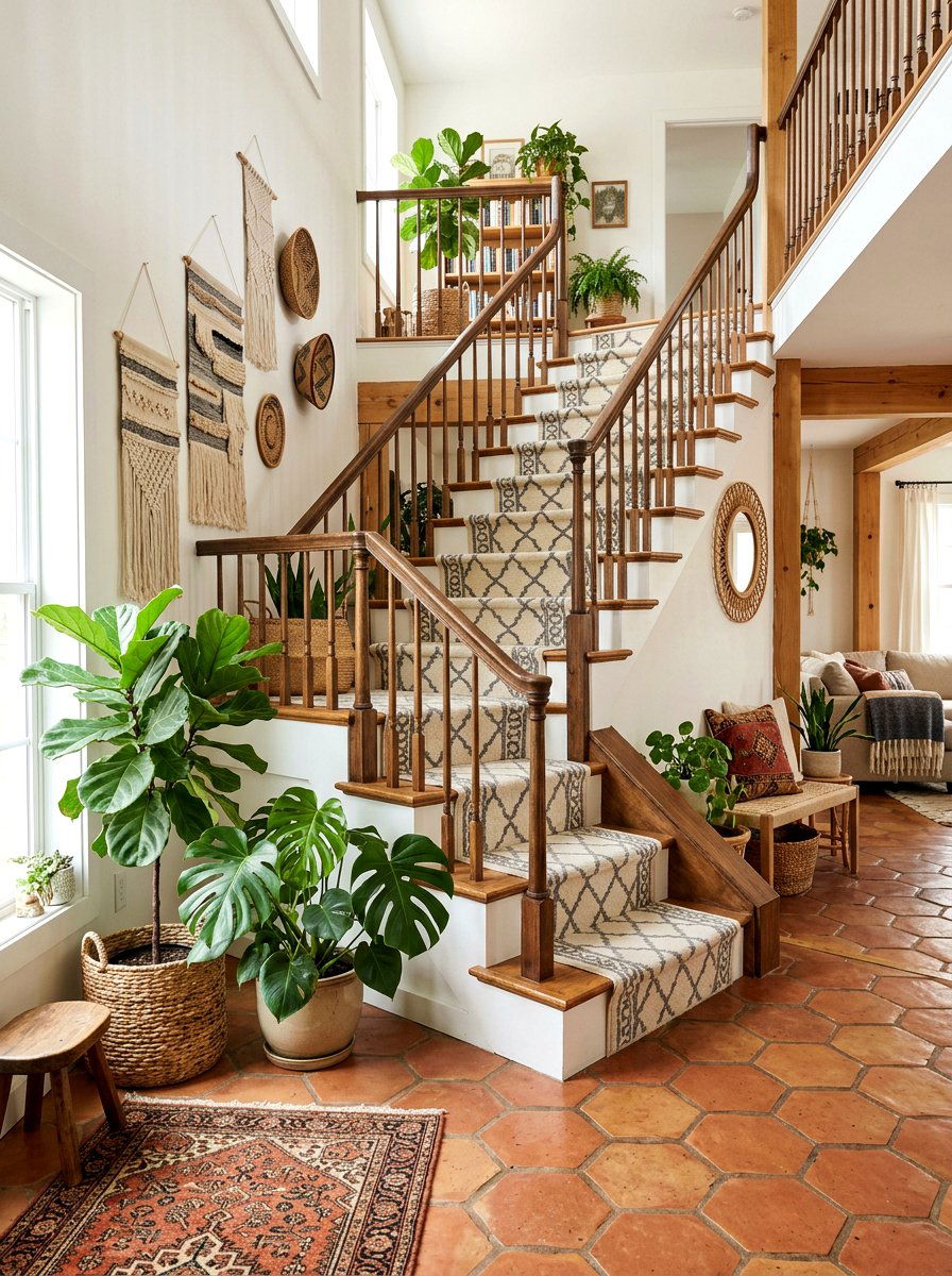 Moroccan Trellis Stair Runner - 30 dramatic stair runner ideas