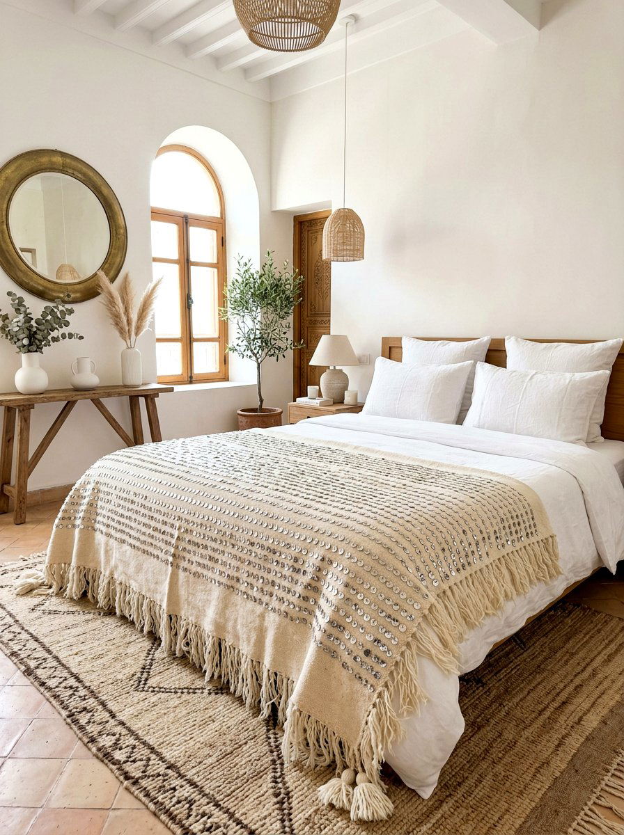 Moroccan Wedding Blanket - 30 Moroccan bedroom ideas