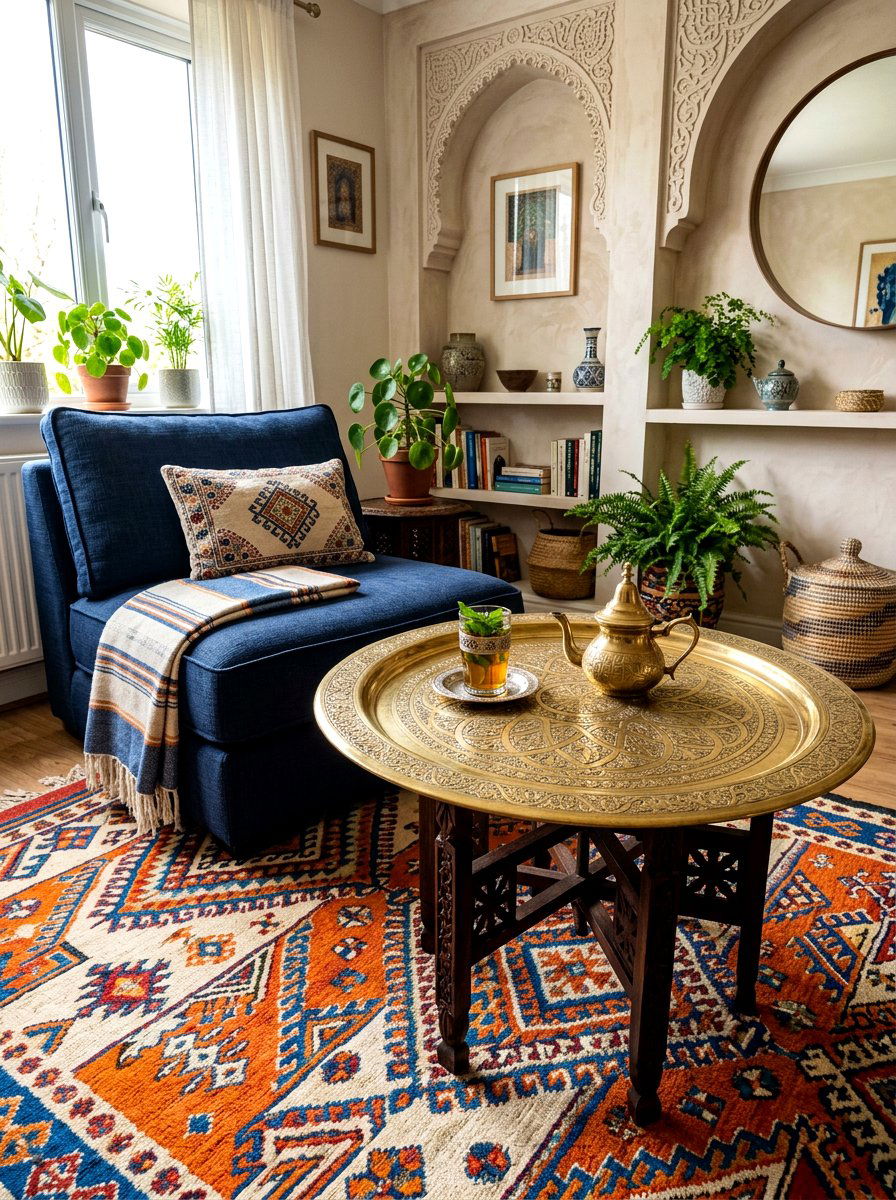Moroccan brass table - 30 boho outdoor furniture ideas