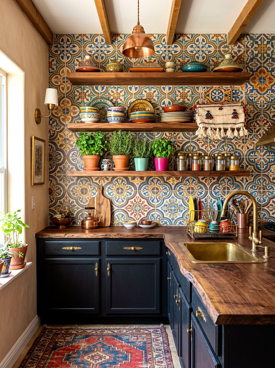Moroccan cement tile backsplash - 30 laundry room backsplash ideas