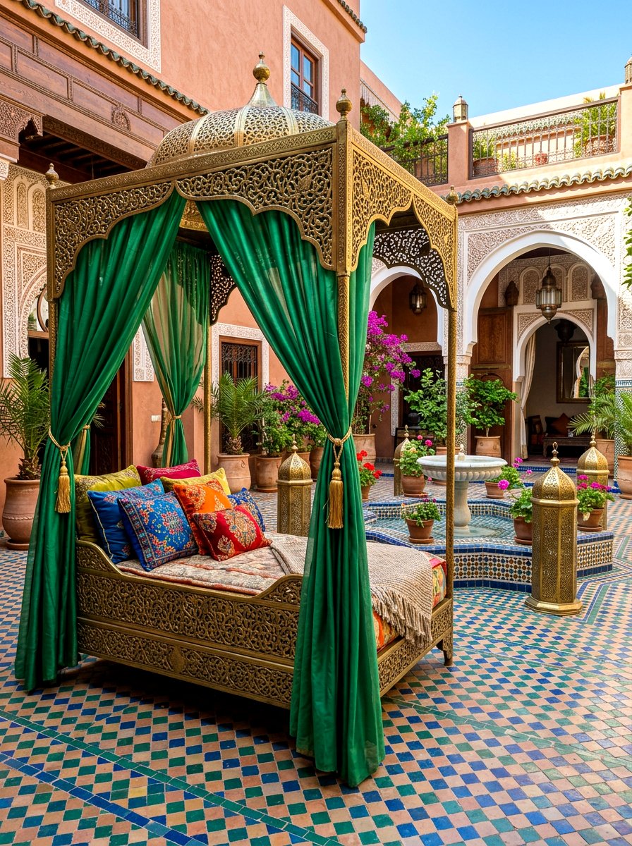 Moroccan courtyard daybed - 30 outdoor daybed canopy ideas