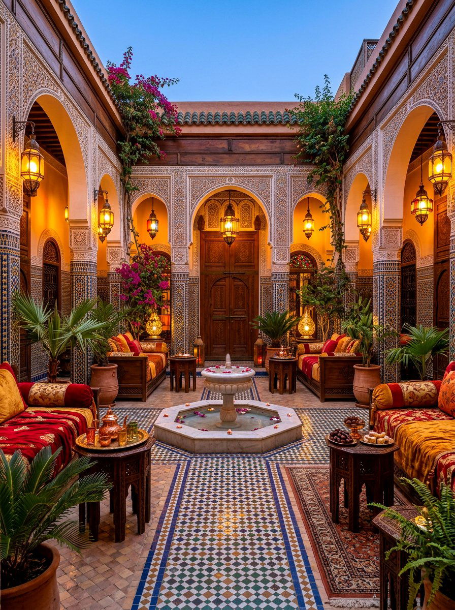 Moroccan courtyard lounge - 30 backyard club lounge ideas