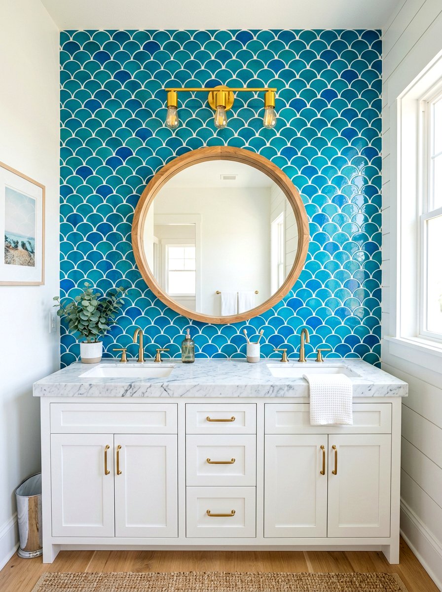 Moroccan fish scale tile - 30 niche tile contrast ideas