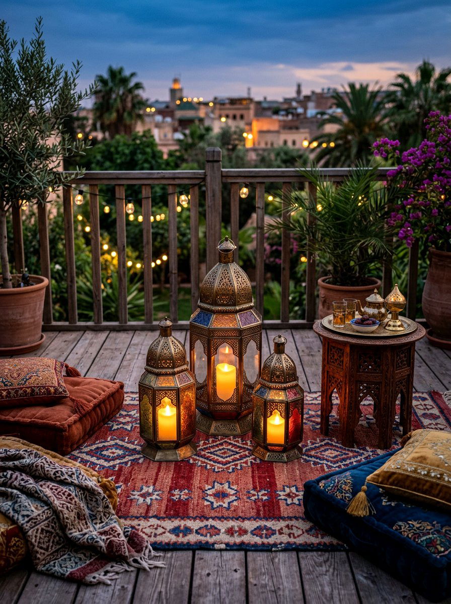 Moroccan lantern display - 30 apartment deck ideas