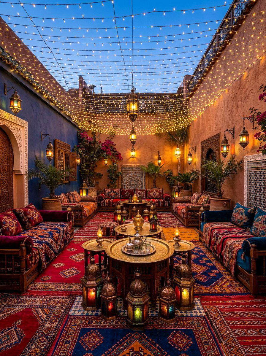 Moroccan patio curtain string light - 30 patio curtain string light ideas