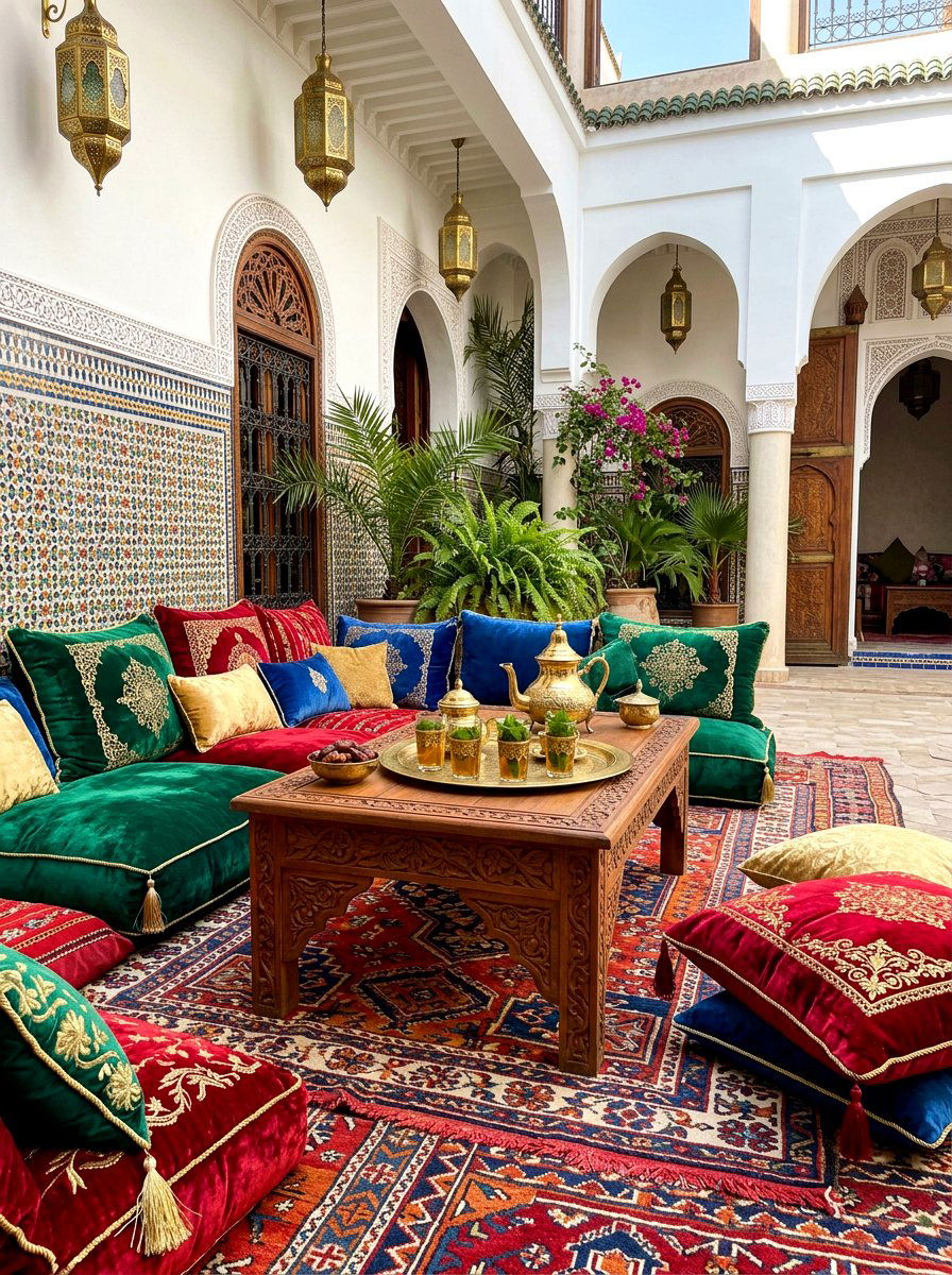Moroccan patio cushions - 30 patio lounge ideas