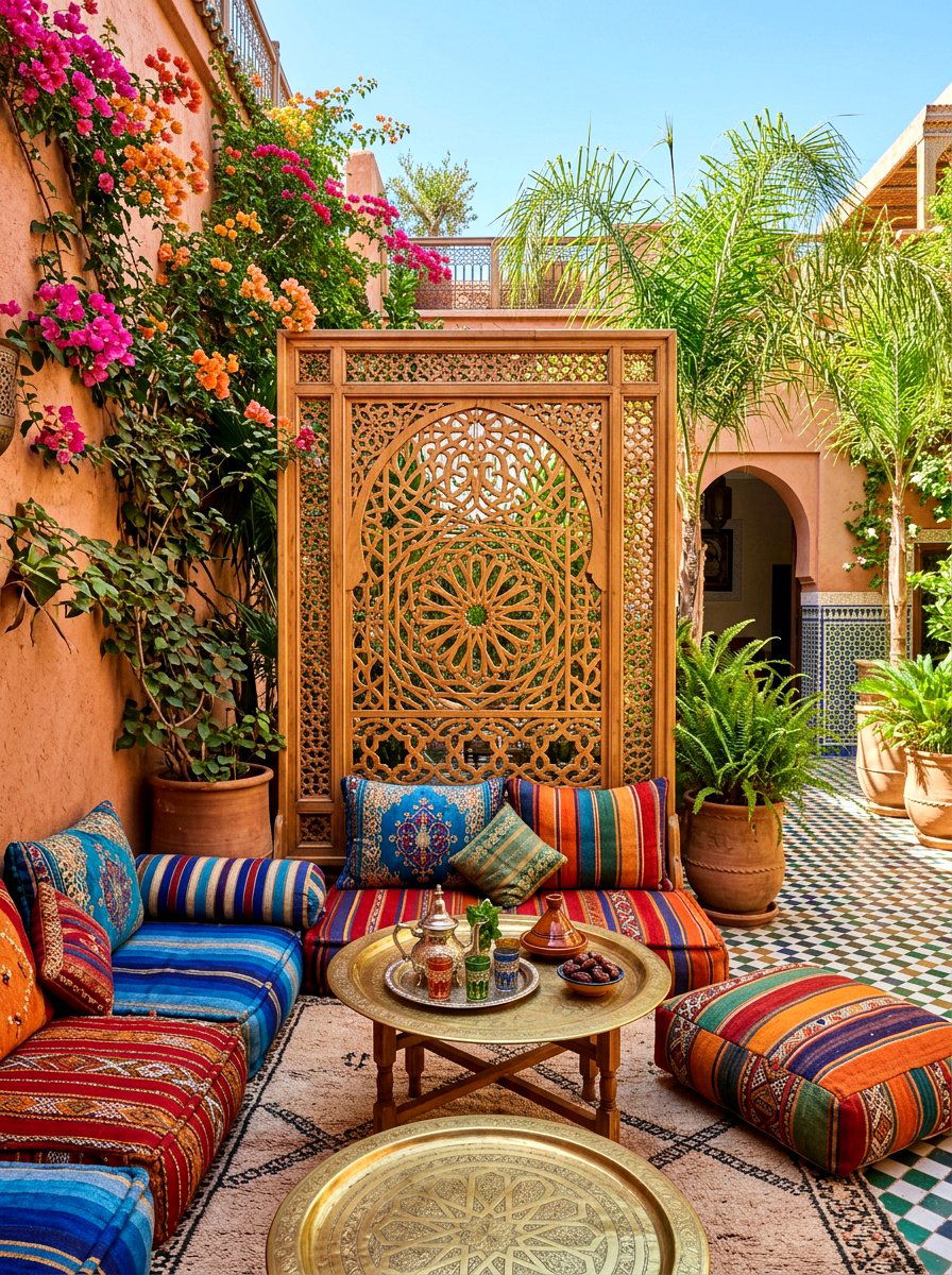 Moroccan pattern lattice - 30 lattice screen patio ideas
