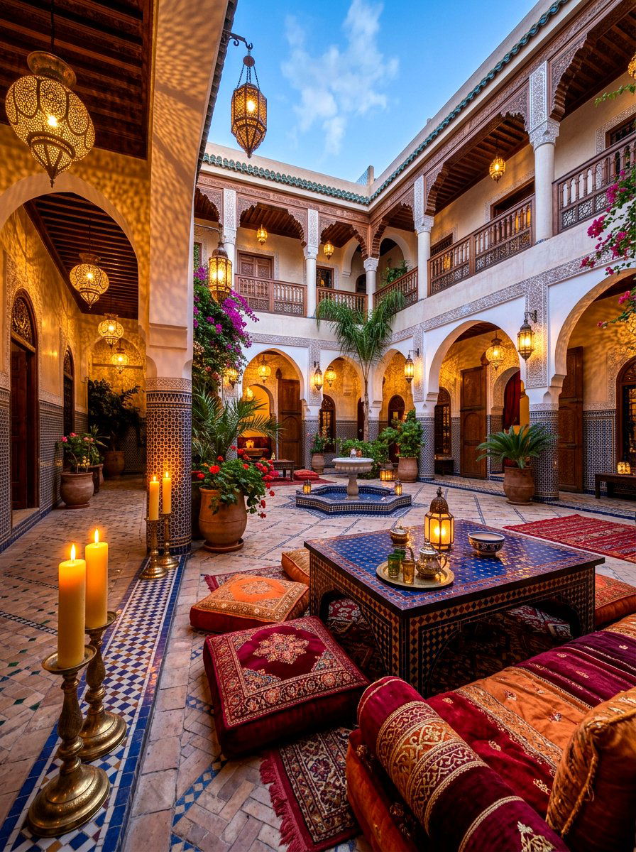 Moroccan riad style patio - 30 candlelit patio dinner ideas