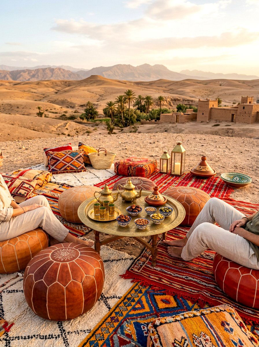 Moroccan rug picnic - 30 backyard picnic area ideas