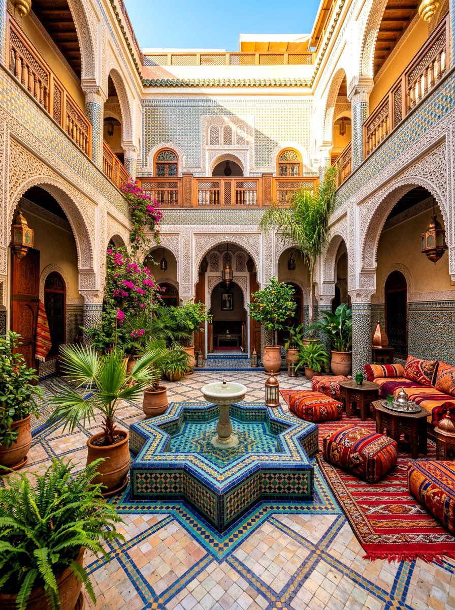 Moroccan style courtyard - 30 indoor courtyard garden ideas