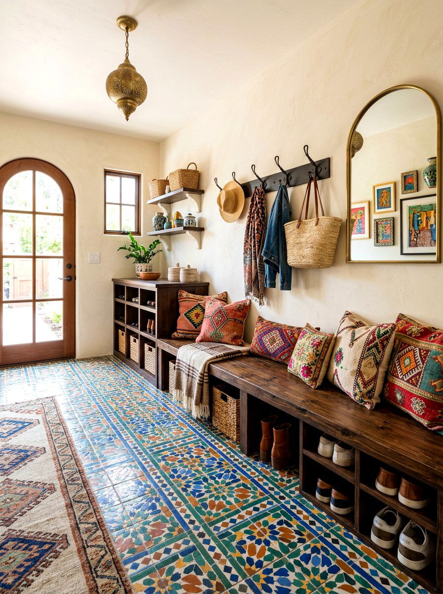 Moroccan style floor tile - 30 patterned mudroom tile ideas