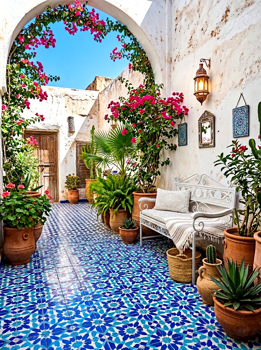 Moroccan style tiles - 30 tiny courtyard garden ideas