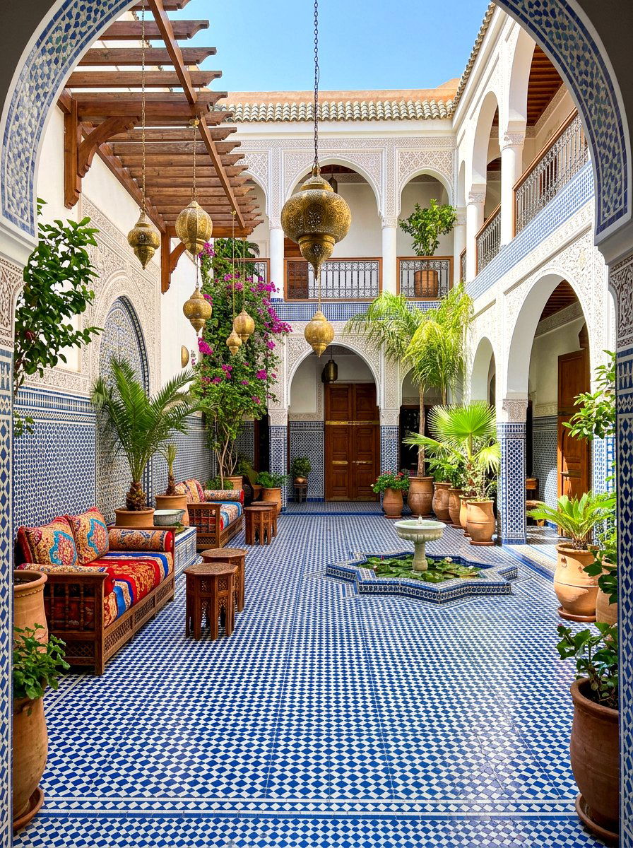Moroccan tile courtyard - 30 enclosed courtyard ideas