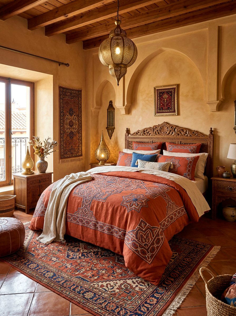 Moroccan tile linens - 30 embroidered bedding ideas