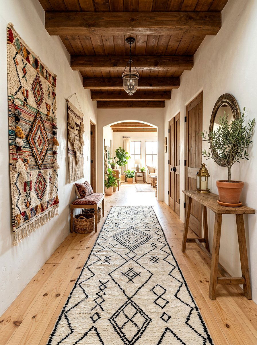 Moroccan tribal runner - 30 narrow hallway runner ideas