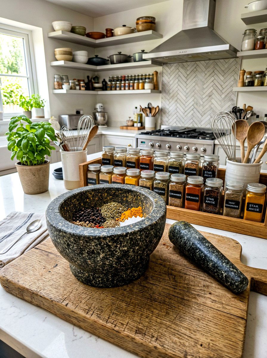 Mortar And Pestle Set - 30 kitchen counter decor ideas