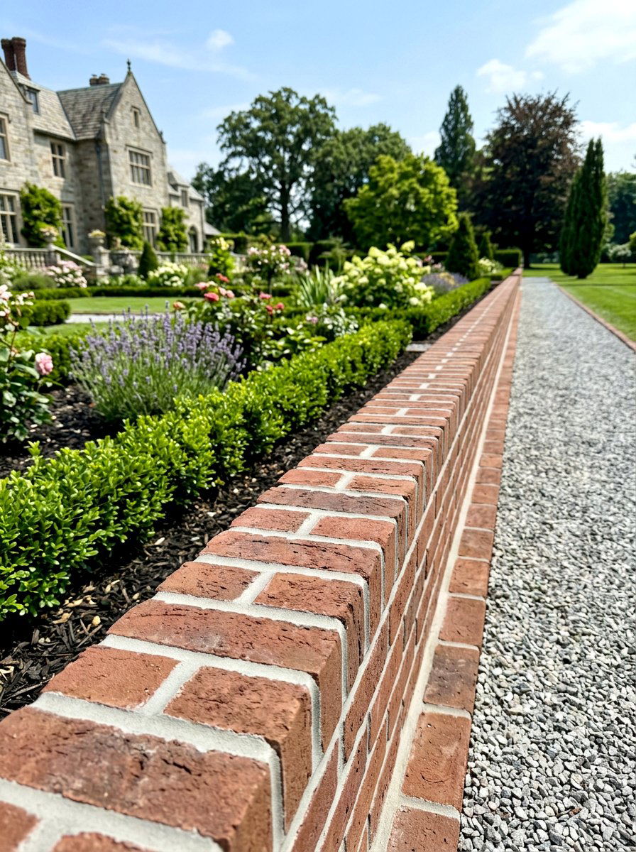 Mortared Brick Border - 30 brick garden edging ideas