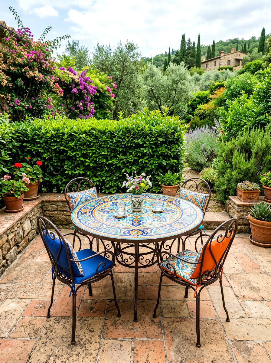 Mosaic Garden Table - 30 colorful garden decor ideas