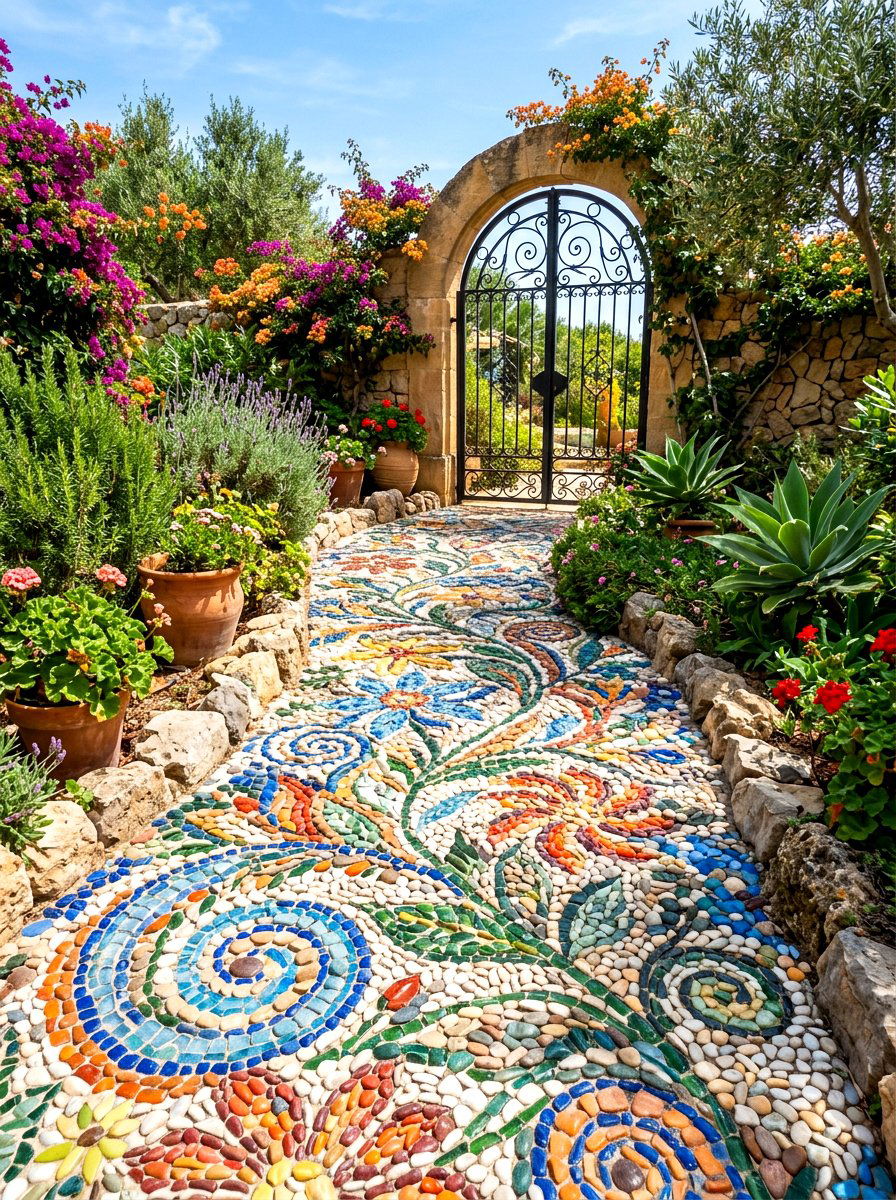 Mosaic Stone Path - 30 garden path ideas