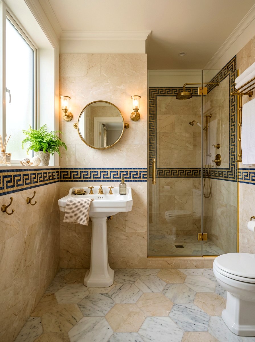 Mosaic Tile Border - 30 old world bathroom ideas