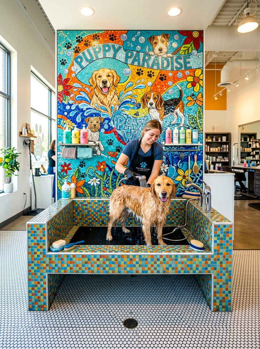 Mosaic Tile Dog Wash - 30 dog wash station ideas luxury