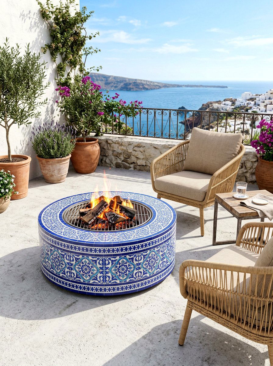Mosaic Tile Fire Pit - 30 fire pit patio ideas