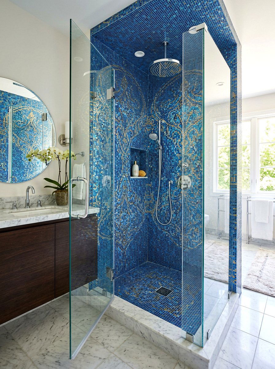 Mosaic Tile Shower - 30 maximalist bathroom ideas